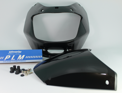 CARENAJE NEGRO+VISOR HUMO+CALCA AZUL BAJAJ BOXER CT - PALASMOTOS S.A.S